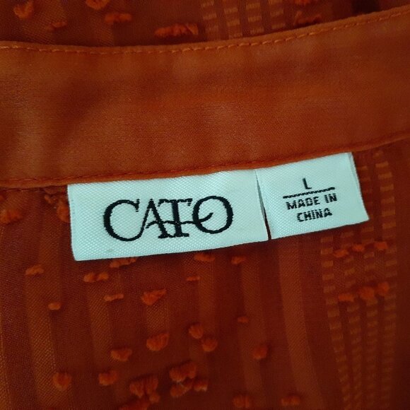 CATO Chiffon Flocked Relaxed Fit Tunic; Roll Tab 3/4 Sleeves; Size Large - Picture 4 of 7
